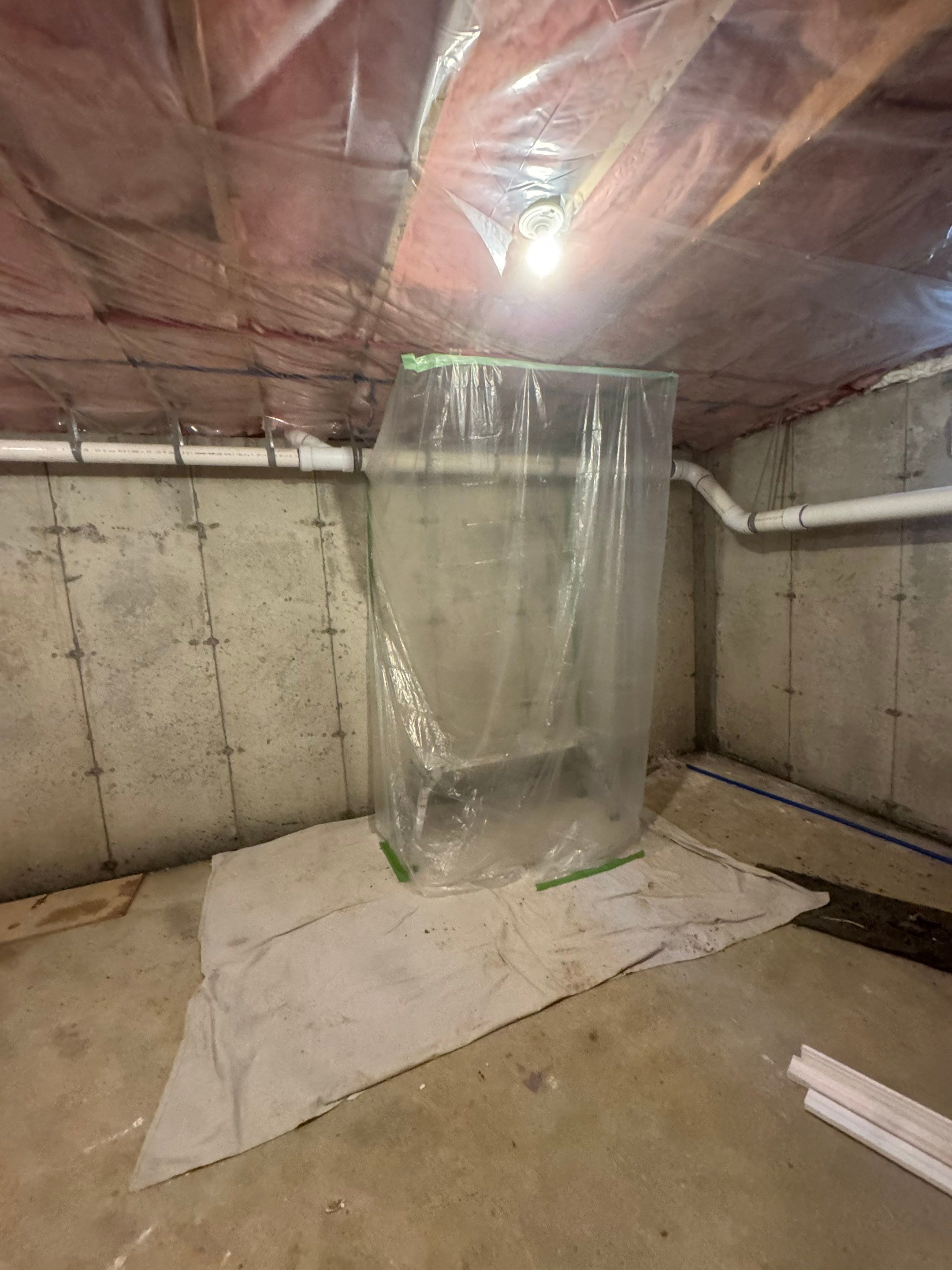 Before egress window installation in East Haddam, Connecticut — interior view