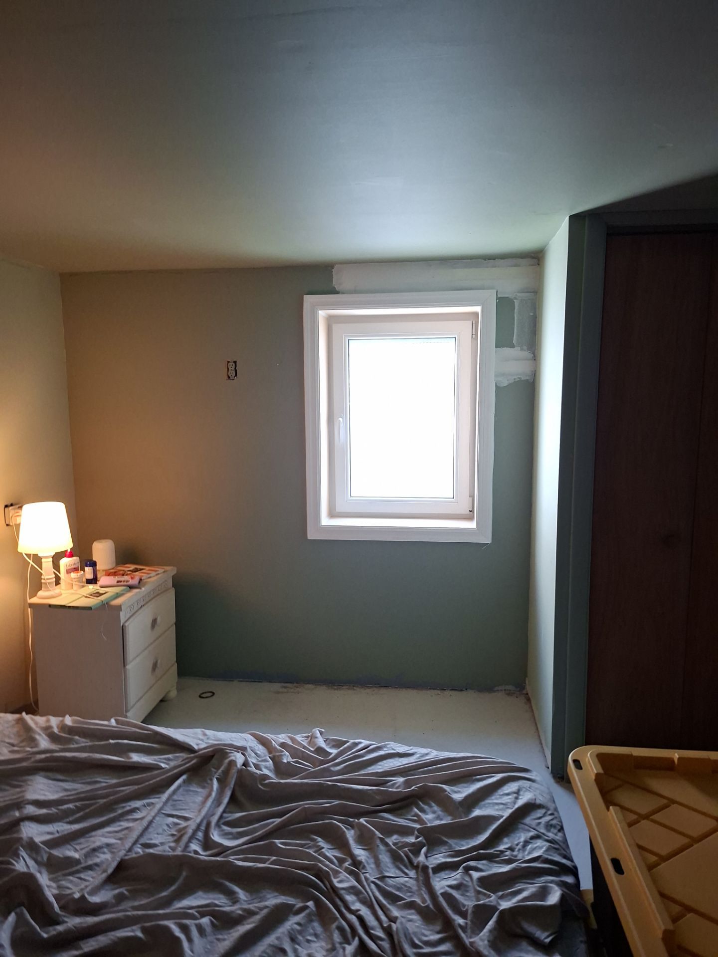 After egress window installation in North Haven, Connecticut — interior view