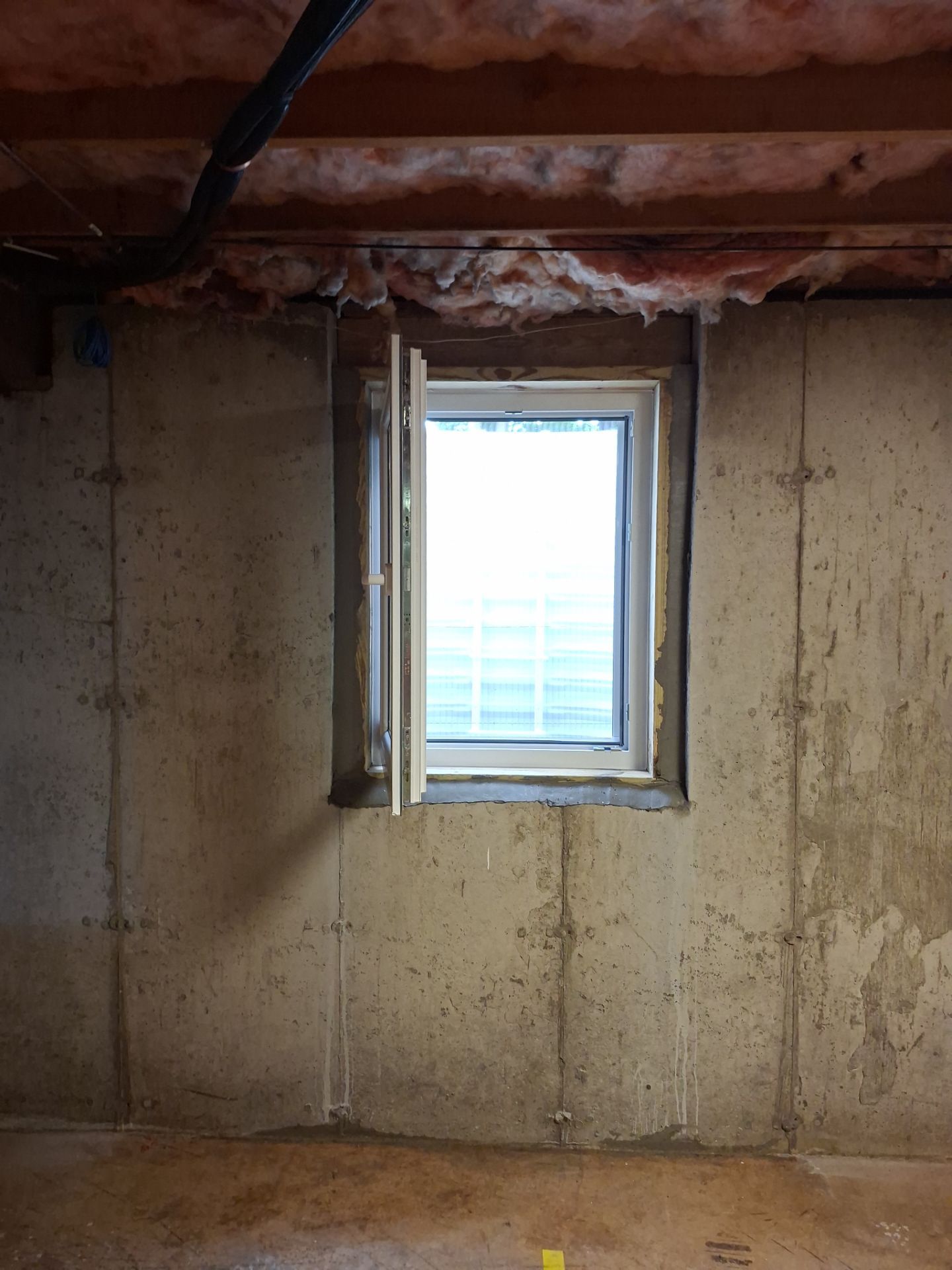 After egress window installation in Bristol, Connecticut — interior view