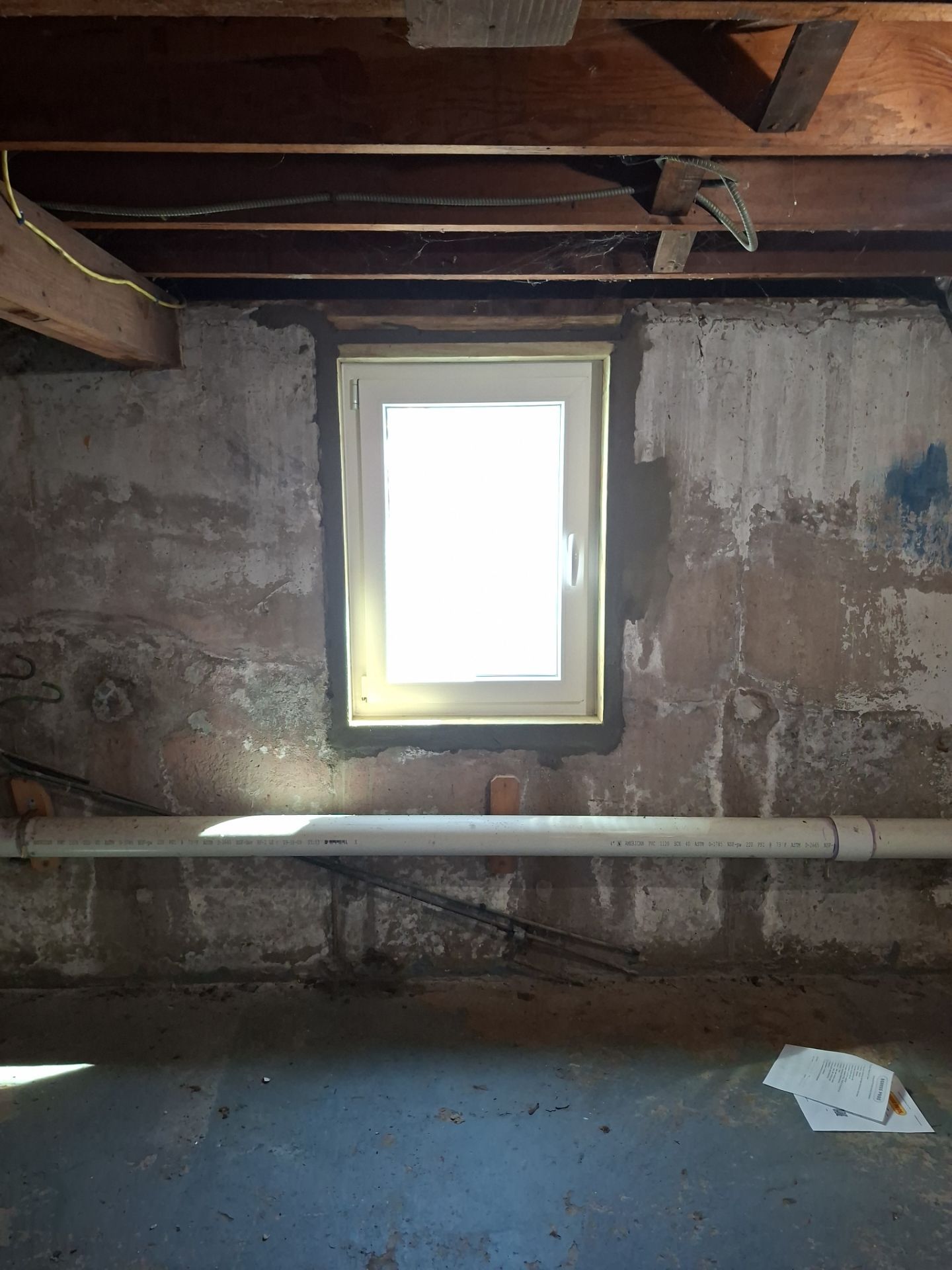 After egress window installation in East Haven, Connecticut — interior view