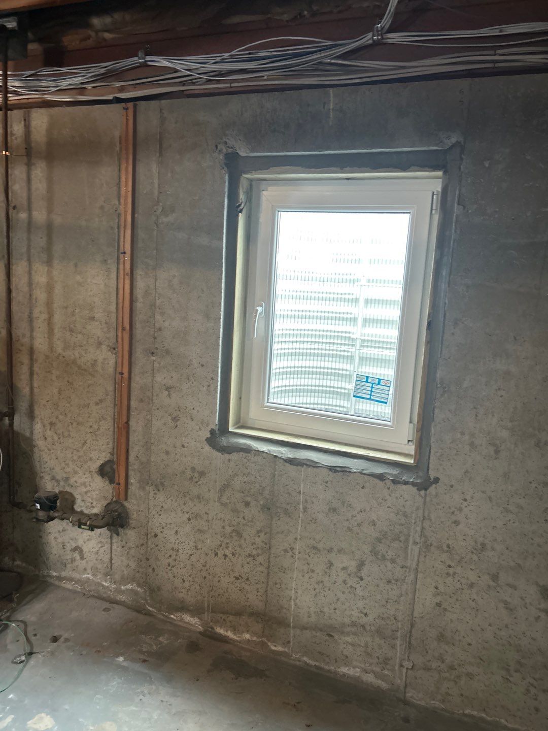 After egress window installation in Madison, Connecticut — interior view