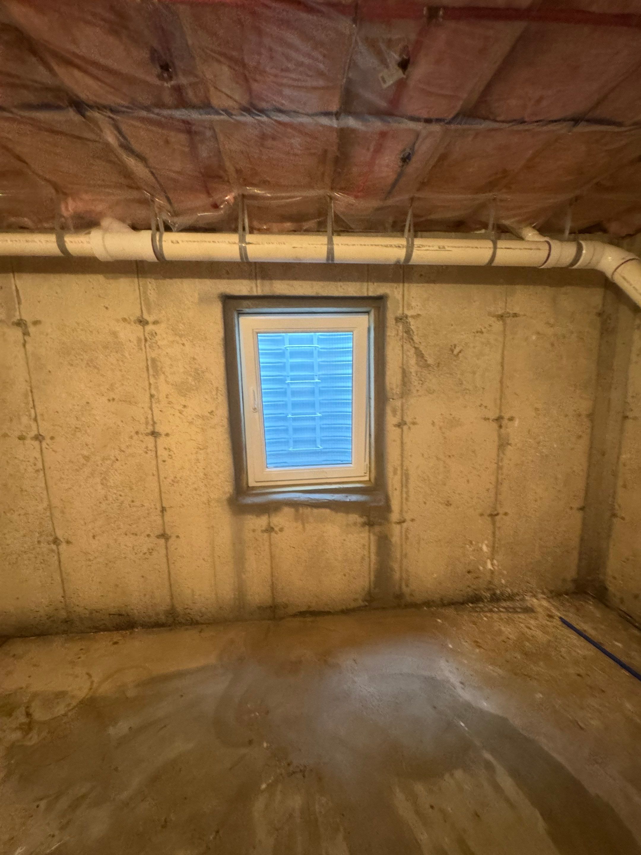 After egress window installation in East Haddam, Connecticut — interior view