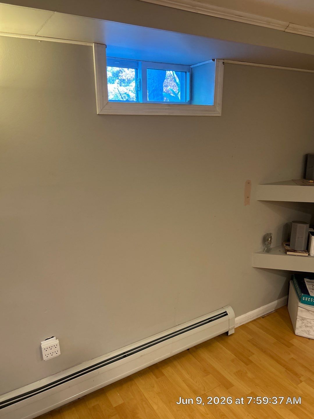 Before egress window installation in Trumbull, Connecticut — interior view