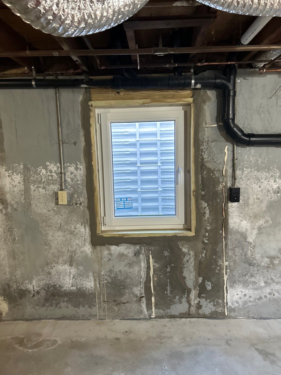 After egress window installation in Lebanon, Connecticut — interior view