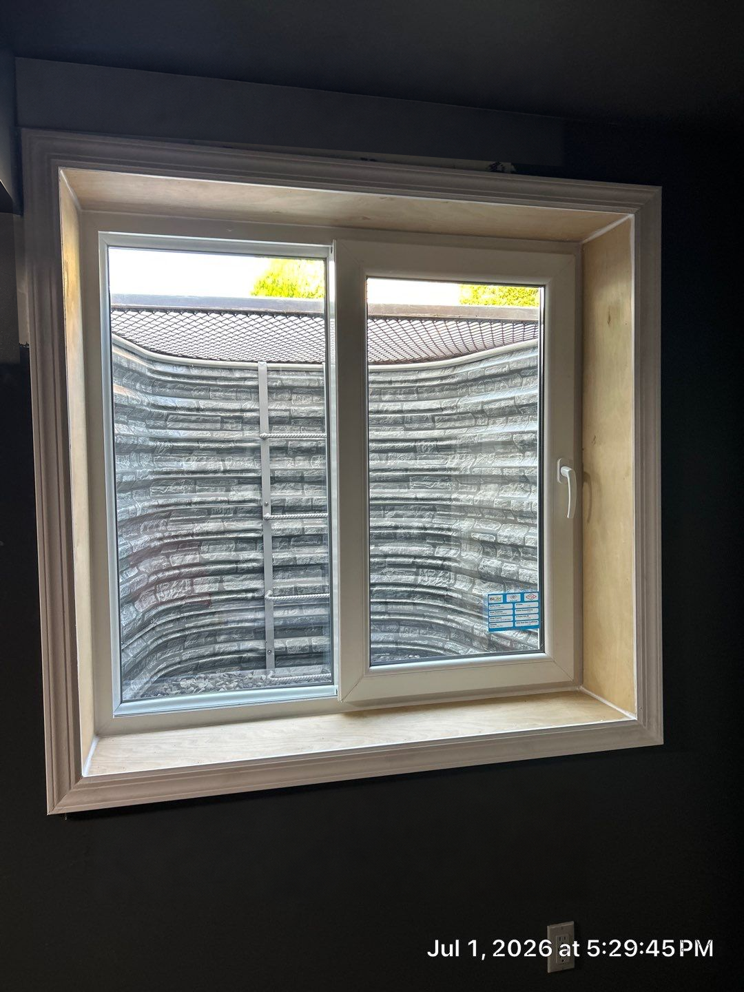 After egress window installation in Fairfield, Connecticut — interior view