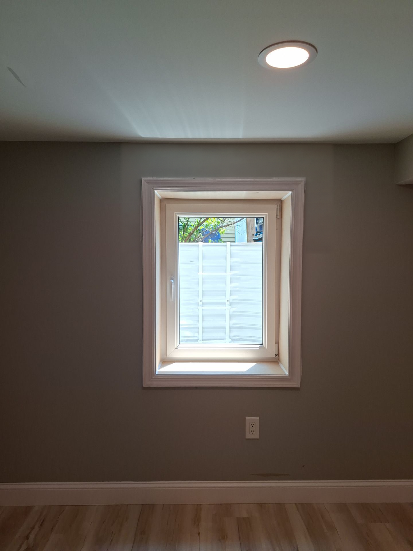 After egress window installation in Glastonbury, Connecticut — interior view