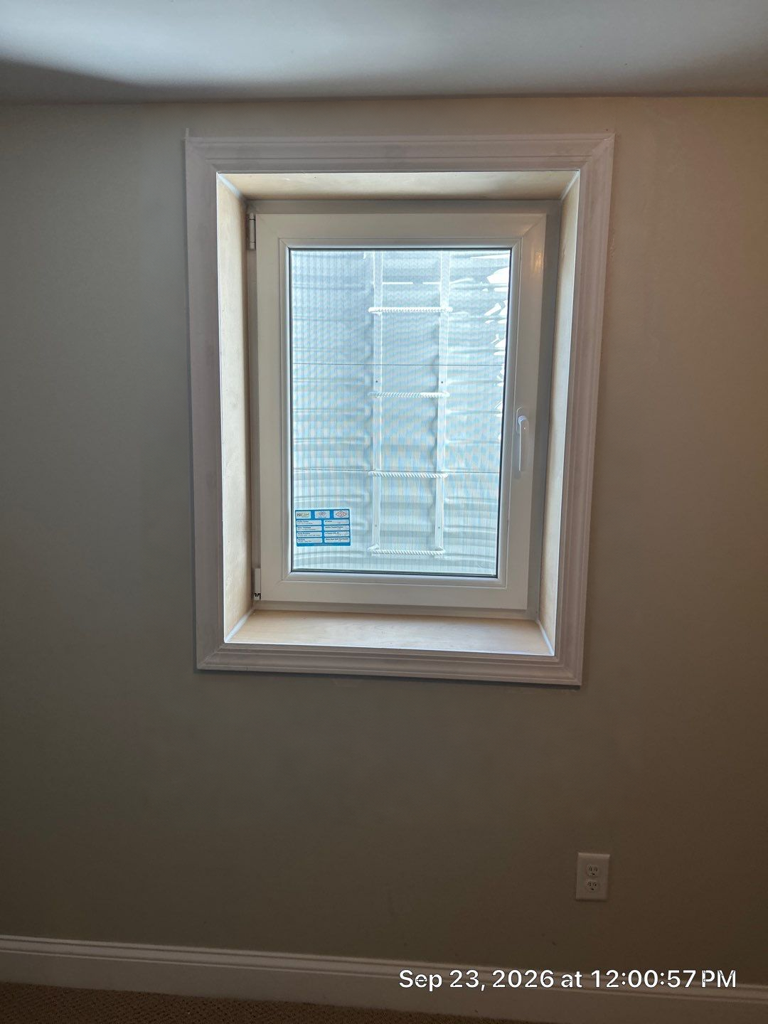 After: the full installed egress window and wall in Waterford, Connecticut