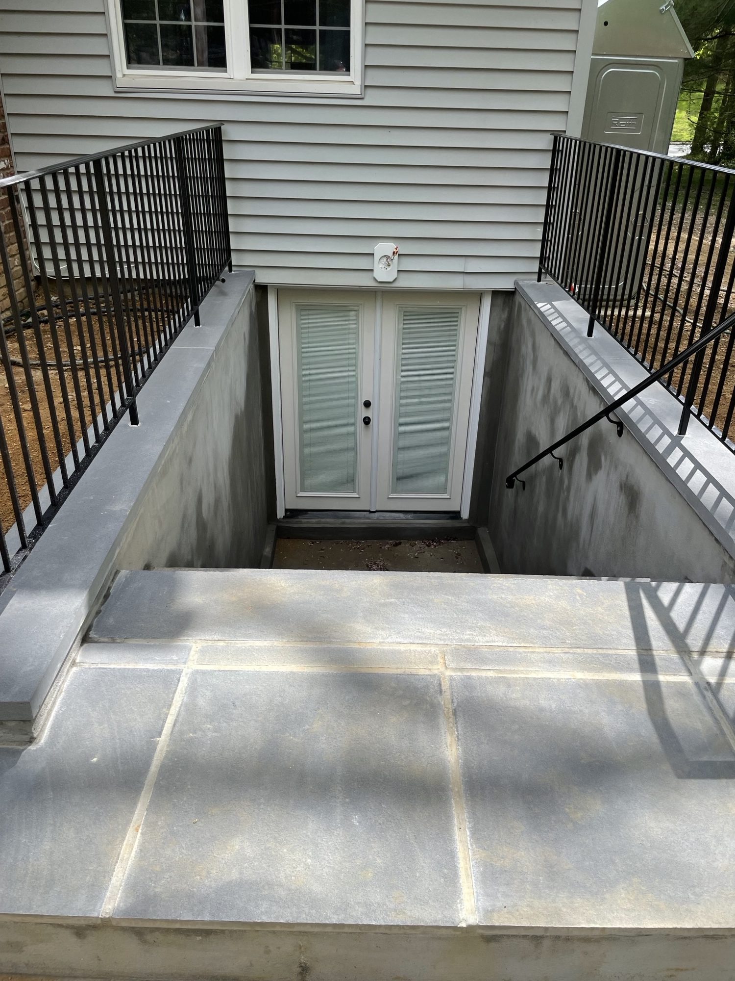 Basement walkout stairs and full-size exterior door